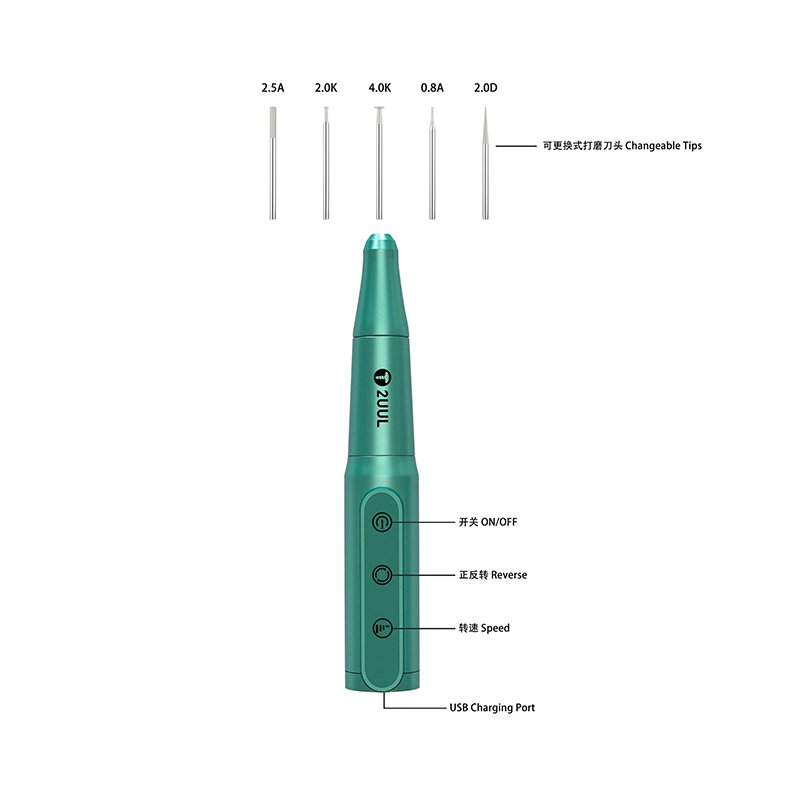 2UUL Electric Rechargeable Polishing Engraving Pen For Phone Motherboard CPU Screen Repair Drill Grinding Disassembly Tool