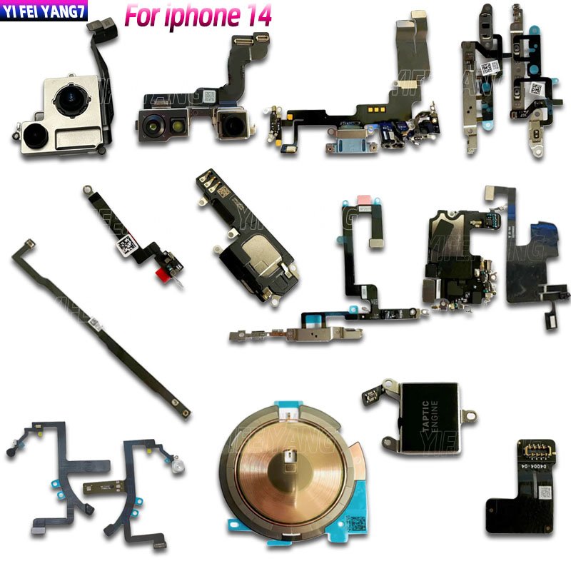 100% Original Front Small big Camera Module Charging Port Loud Speaker Flex vibrator For IPhone 14 Earpiece Flex Part
