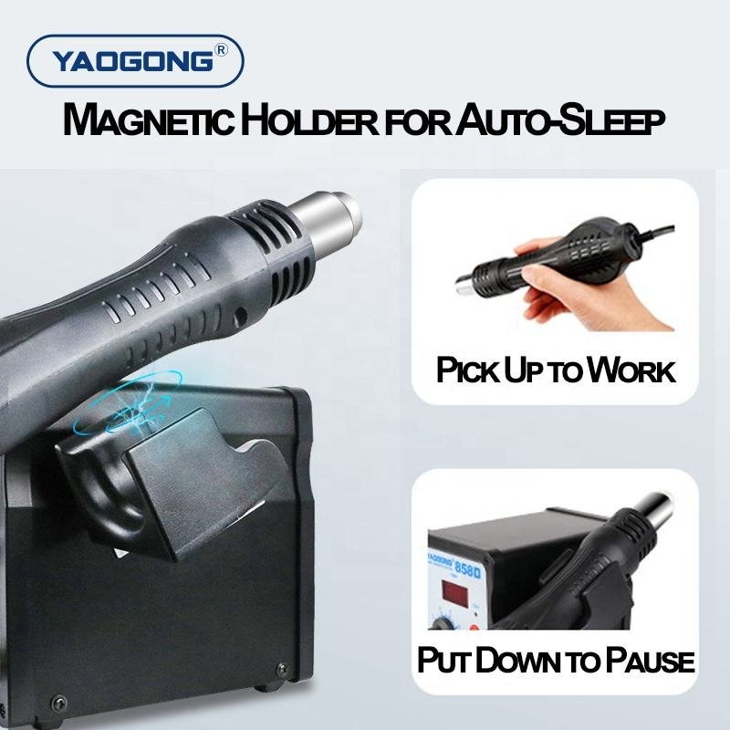 YAOGONG 852AD+ 2 in 1 Digital Adjustable Thermostat Phone Motherboard PCB Mobile Repair Tool Hot Air Heat Gun Soldering Station