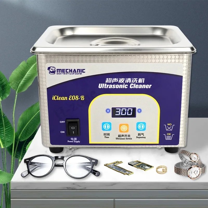 MECHANIC iClean E08B Large Capacity LED Automatic Digital Ultrasonic Deep Cleaner for Luxury Jewelry Electronic Component Clean