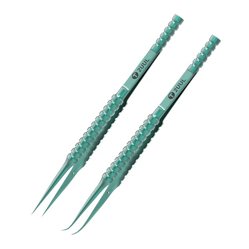 2UUL High Hardness Titanium Alloy Tweezer Curved Straight Tip Tweezer For Repairing Mobile Phone