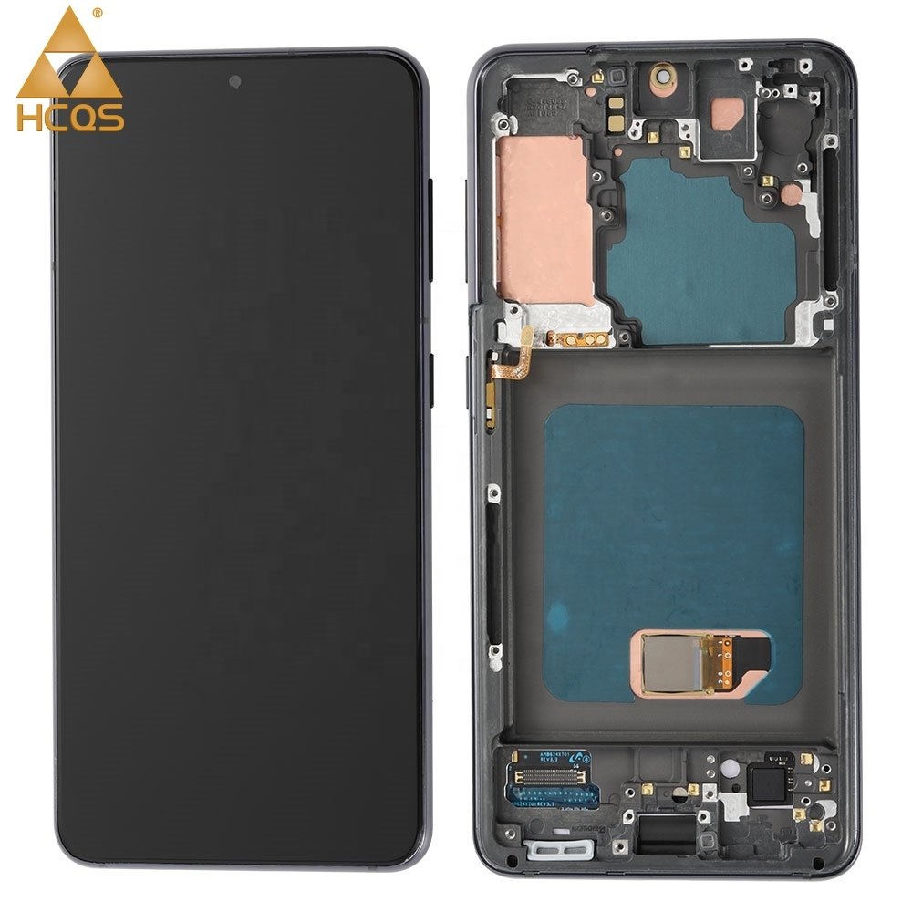 HCQS OEM lcds OLED Touch Screen with Frame for Samsung S21 S21 Plus S21 Ultra Replacement Galaxy S21 Display