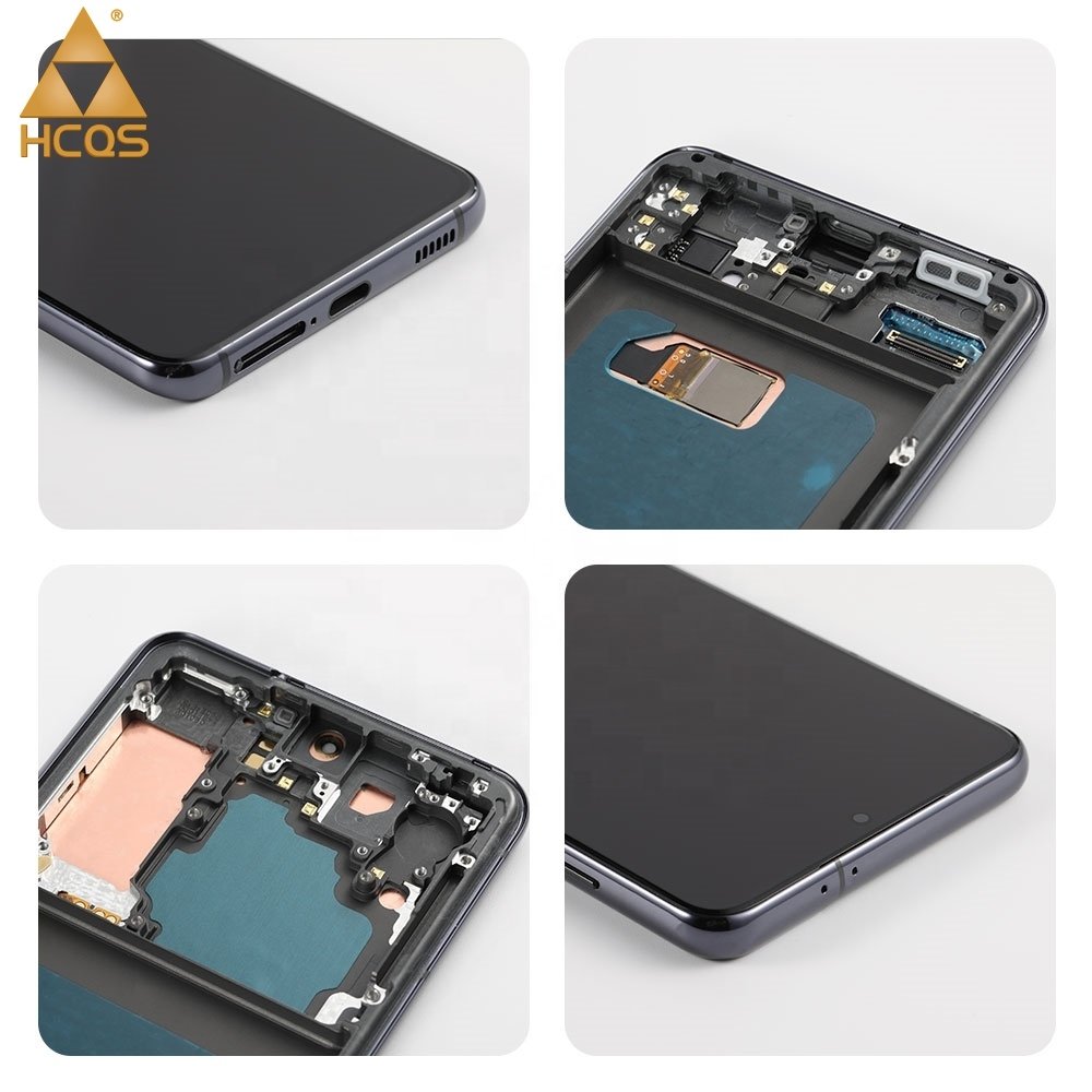 HCQS OEM lcds OLED Touch Screen with Frame for Samsung S21 S21 Plus S21 Ultra Replacement Galaxy S21 Display