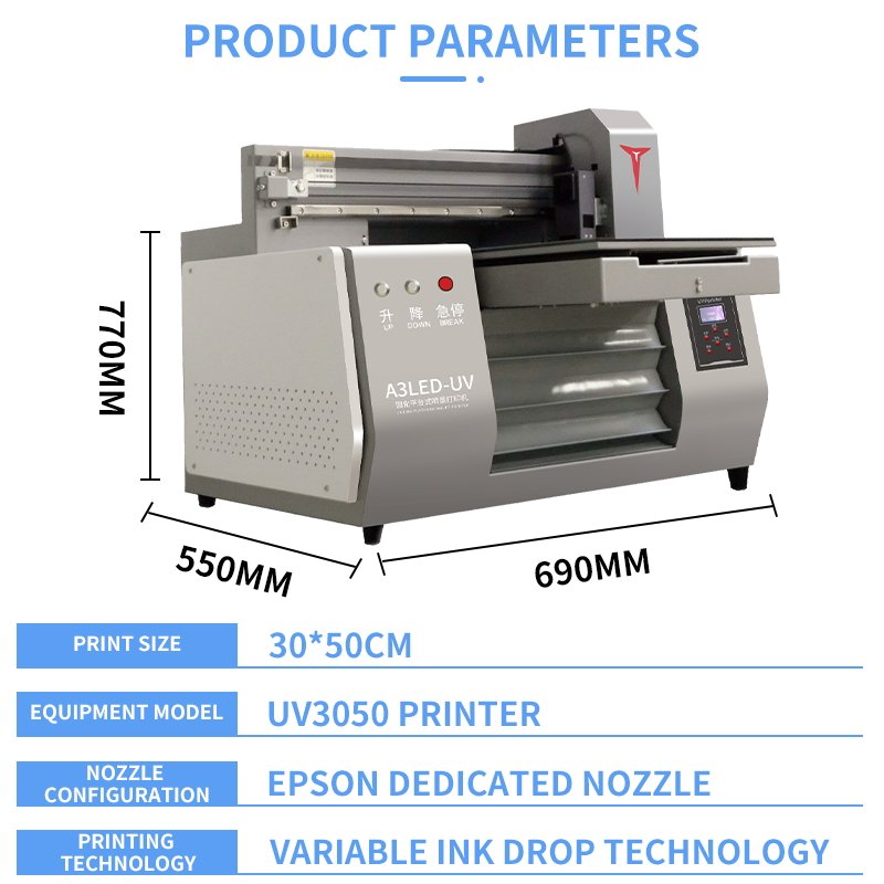 A3UV printer, the most competitive source factory for price, 3050UV tablet printer, mobile phone case, pen, varnish printer