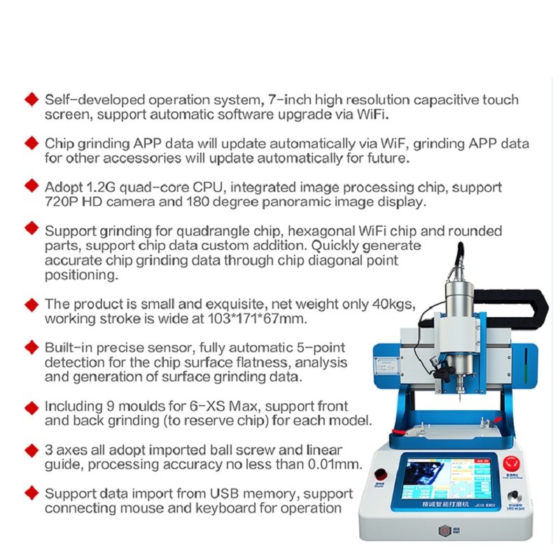 JC EM02 CNC Machine Automatic BGA Chip Grinder For Motherboard IC PCB Board Polishing Phone Repair Sander 6 7 8 X 11 12 Pro Max