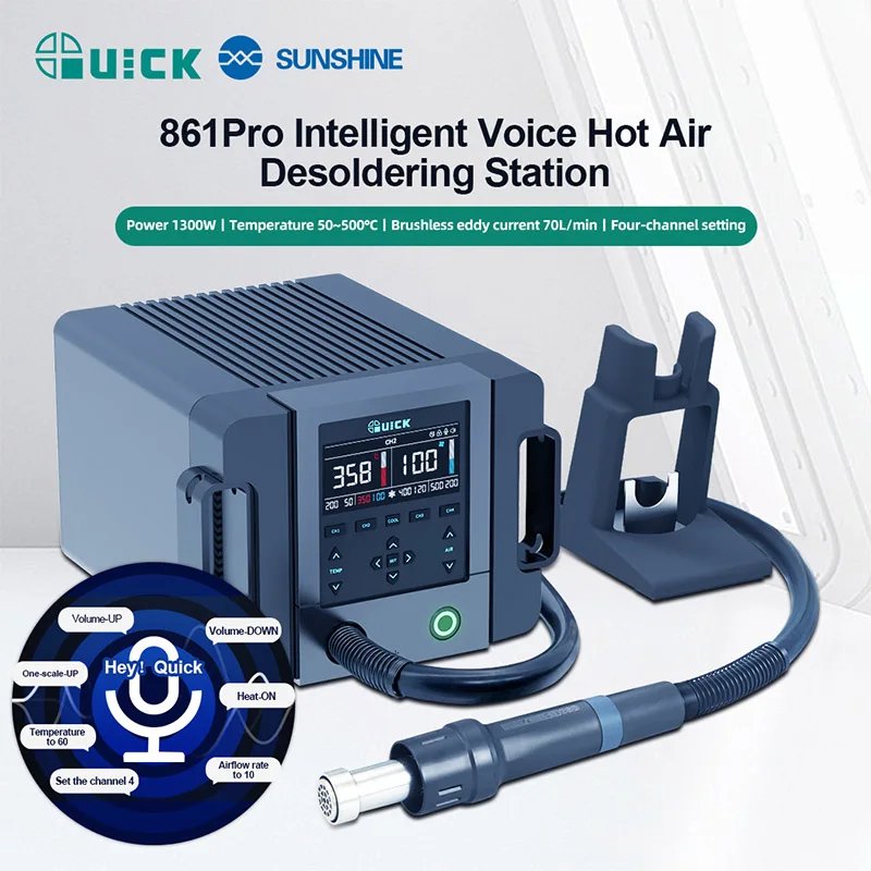 Smart Hot Air QUICK 861 Pro Desoldering Station Voice Control For Mobile Phone Motherboard IC Chip Multifunctional Repair