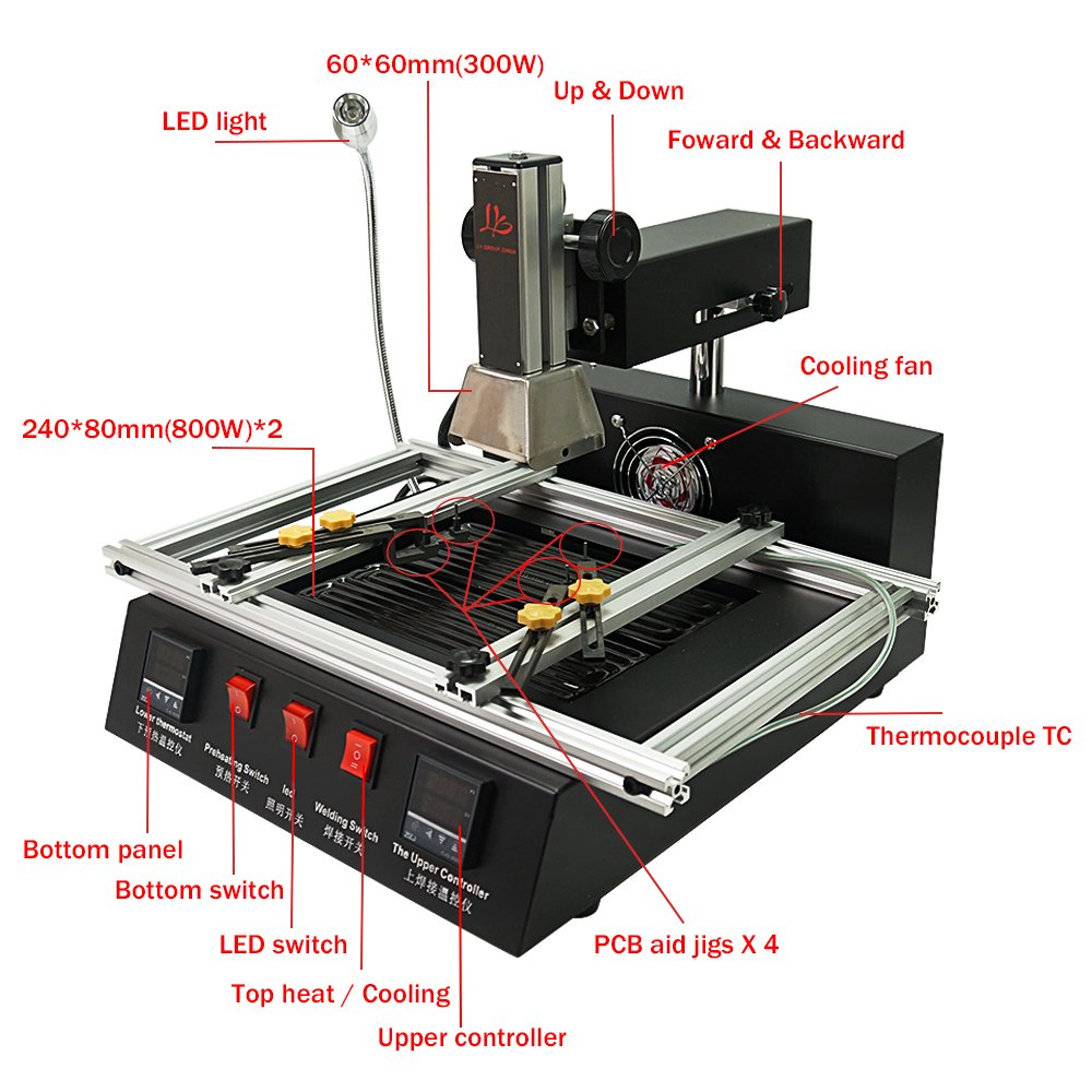 M770R IR BGA Rework Station 2 Zones Soldering Welding Machine Motherboard Mobile Phone Chip Repairing with Reballing Kit 220V