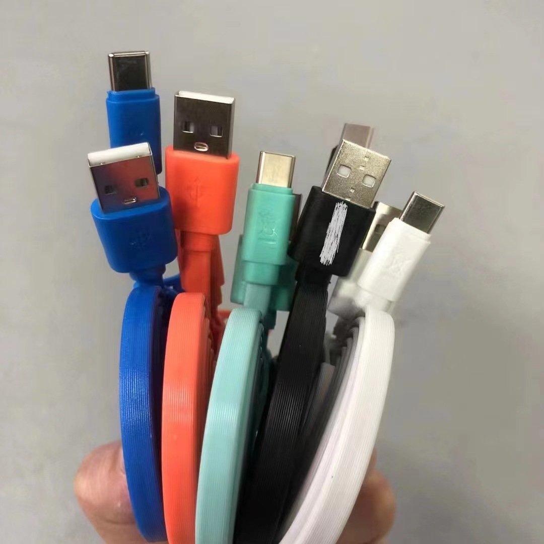 hot selling applicable data cable noodle line color color line flat line mobile phone accessories foreign trade wholesale tie