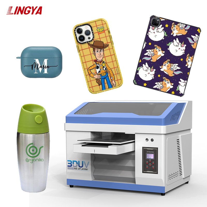 A3 A2 3050 4060 Multipurpose Mini Small PVC Card Bottle Golf Desktop Rotary Flatbed LED UV Printer For Mobile Phone Case