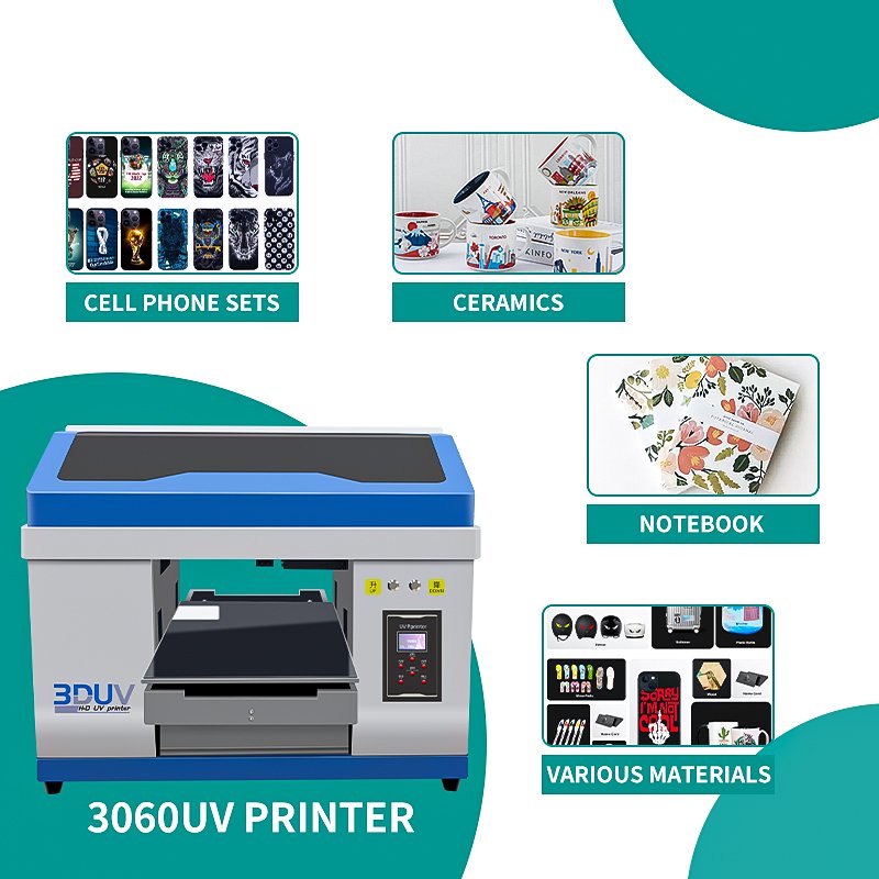 A3 A2 3050 4060 Multipurpose Mini Small PVC Card Bottle Golf Desktop Rotary Flatbed LED UV Printer For Mobile Phone Case