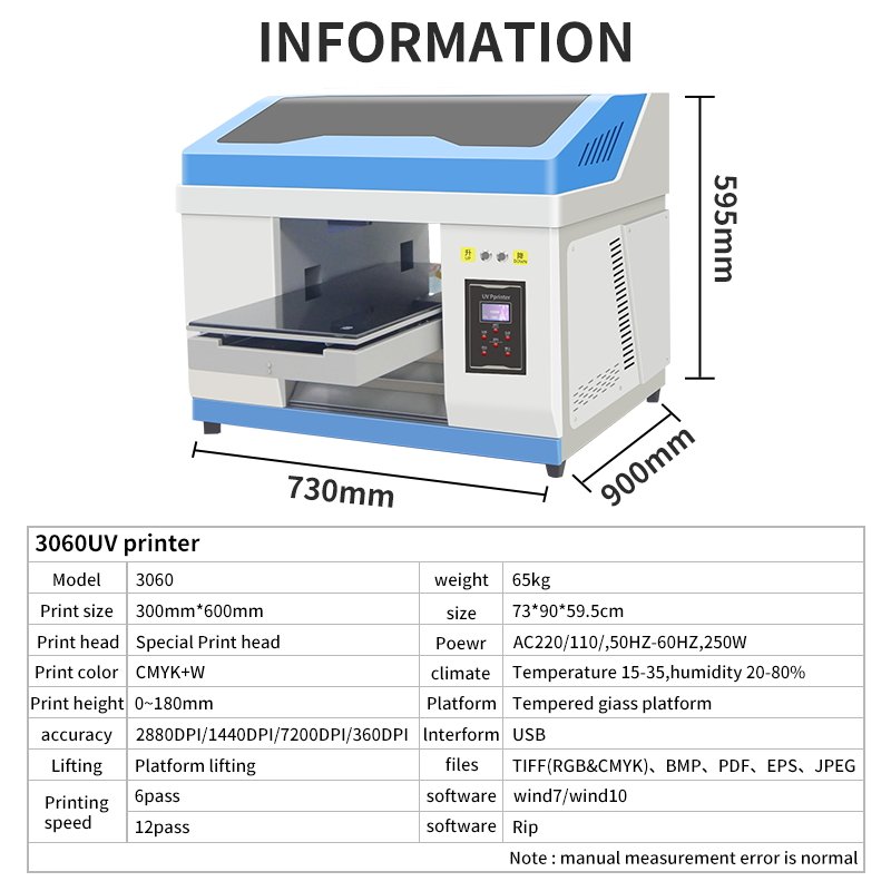 A multifunctional 3060 UV printer that can print wooden boards. DTF film stickers A3 printer C is suitable for phone cases