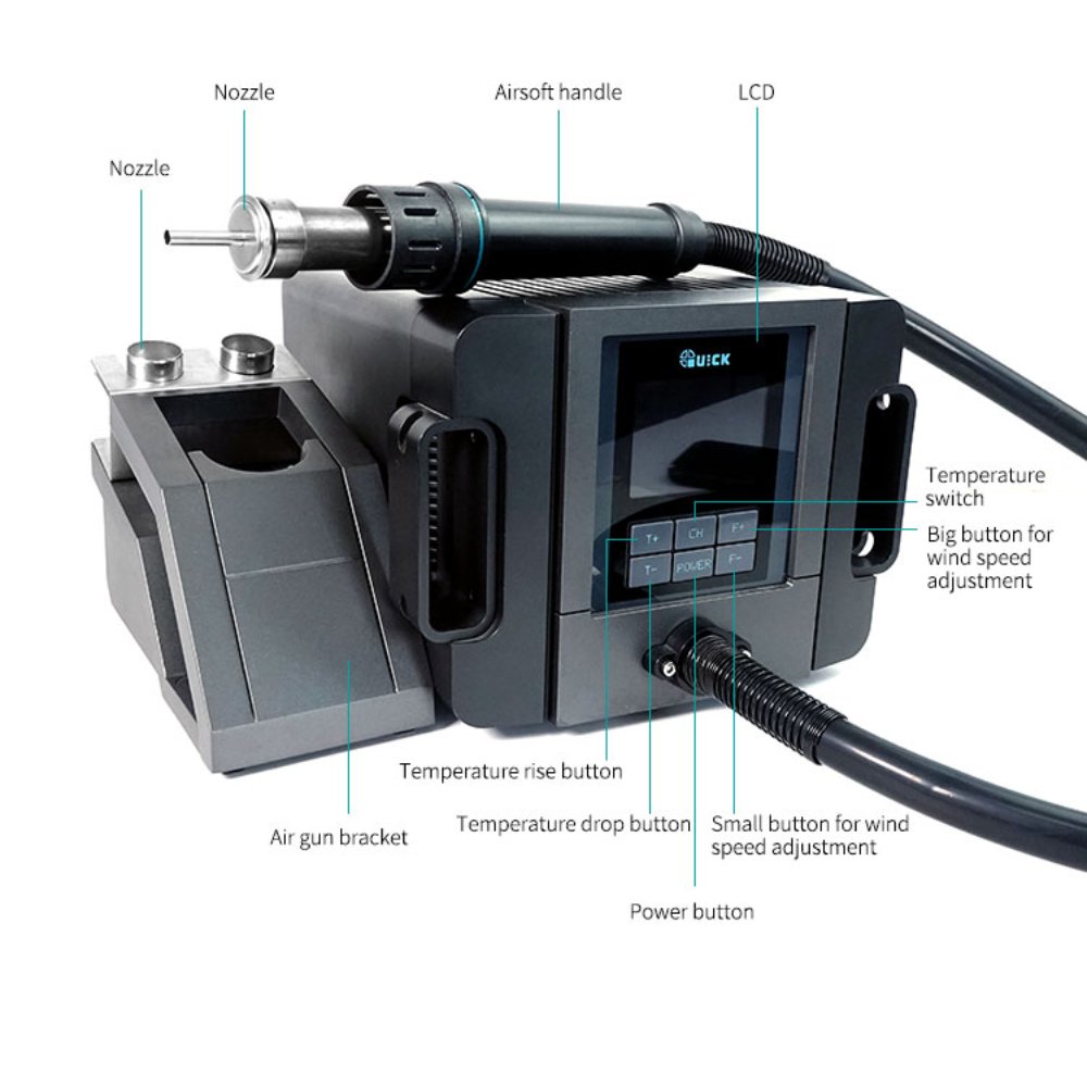 Original QUICK TR1300A 1300W BGA Rework Welding Intelligent Hot Air Soldering Station For Mobile Phone Motherboard PCB Repair