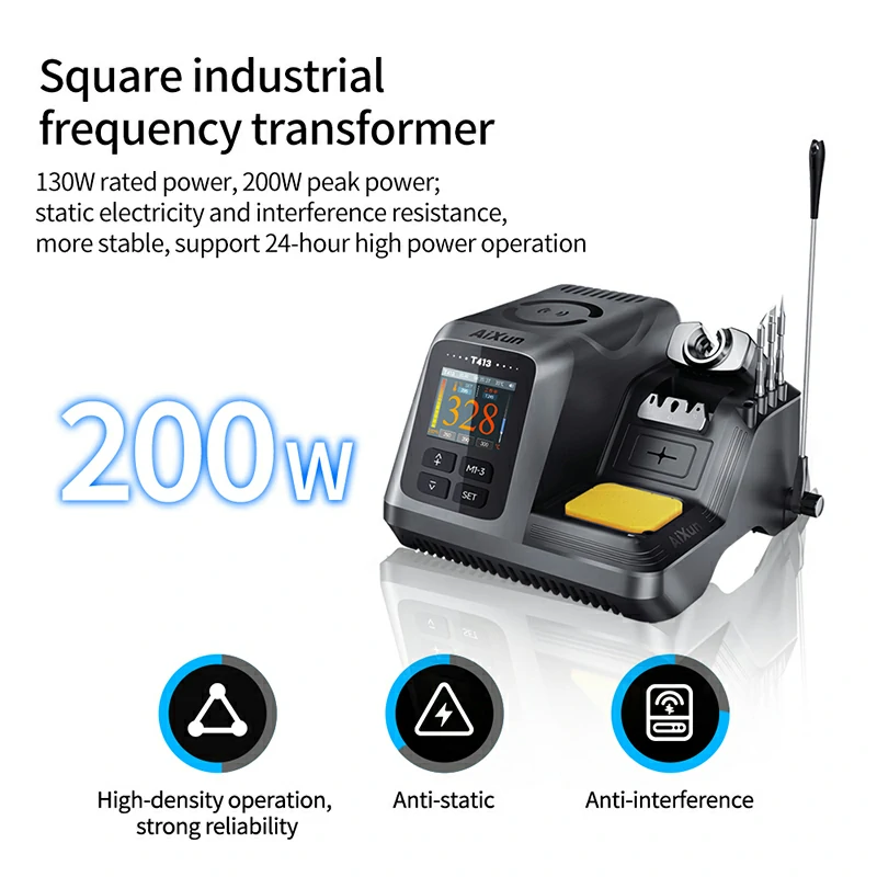 Aixun T413 200W Integrated Smart Soldering Station Compatible with T245/T225 Handle For Mobile Phone Motherboard Welding Repair