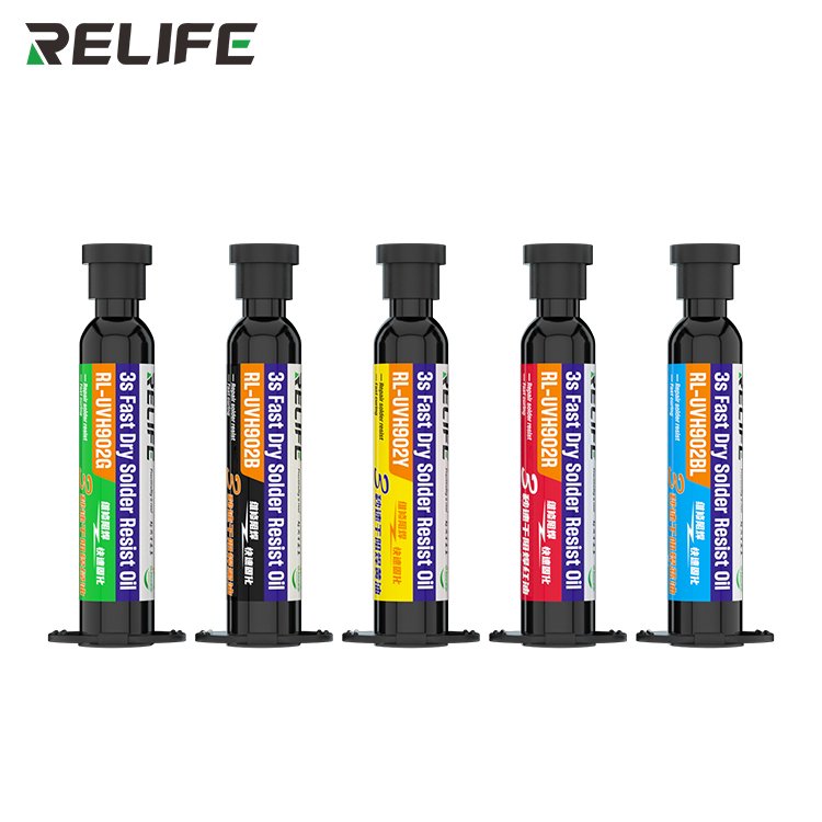 RELIFE RL-UVH902 Motherboard Flying Line 3 Seconds Quick Dry Oil UV Solder Mask Green/Black/Yellow/Red/Blue Oil For Mobile Phone