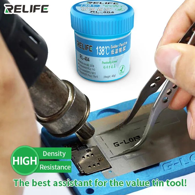 RELIFE RL- 404 Low Temperature 138 Degree Solder Paste For Iphone Lead-free BGA SMD PCB High-end Machine Motherboard