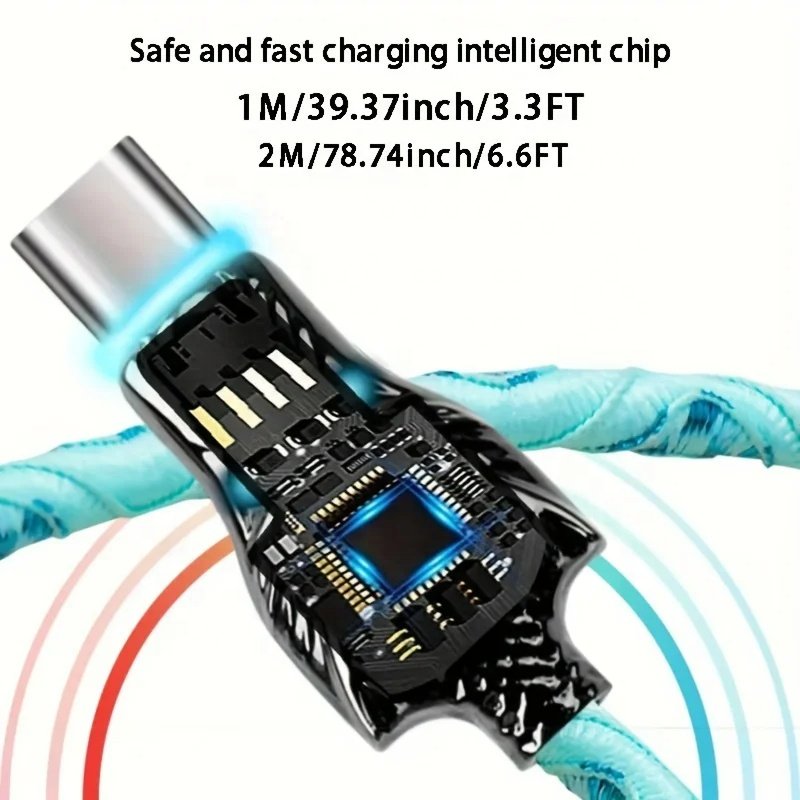 Type-c For IPhone USB Fast Charging Data Cable Colorful Faucet Nylon Braided Charging Cable Compatible With Samsung,Xiaomi, OPPO