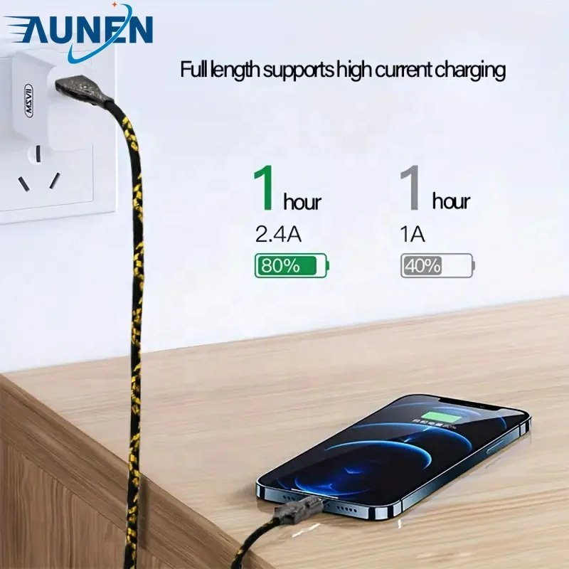 Type-c For IPhone USB Fast Charging Data Cable Colorful Faucet Nylon Braided Charging Cable Compatible With Samsung,Xiaomi, OPPO