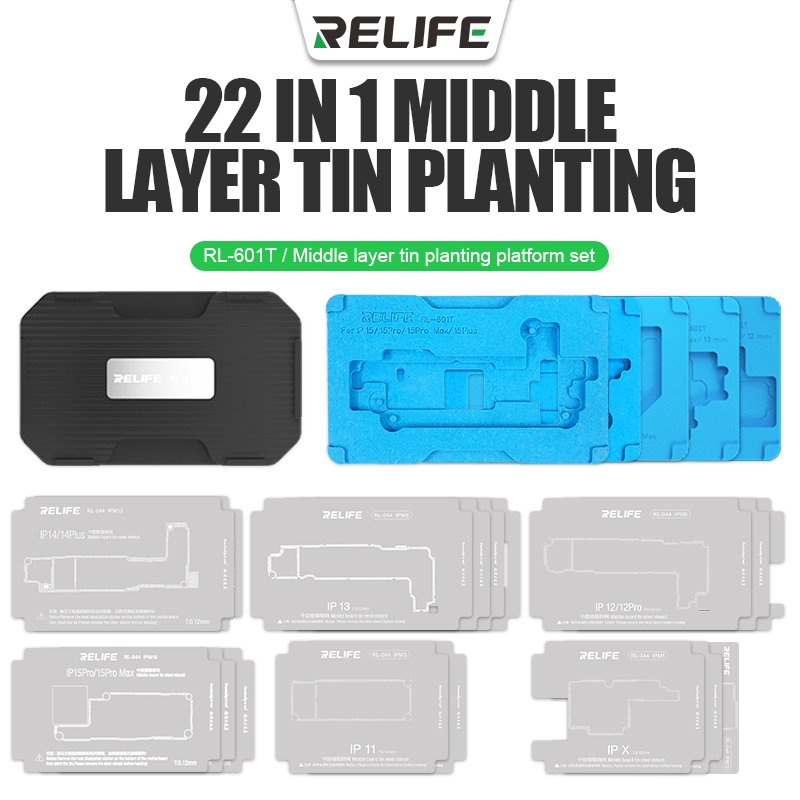 Relife RL-601T Middle Layer Tin Planting Platform Set For iPhone X-11-12-13-14-15 All Series Motherboard Soldering Stencil Tool