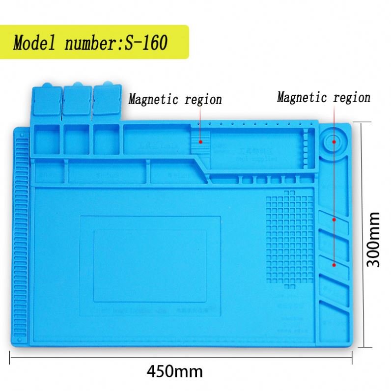 S-160 Blue Silicone Mat Heat Resistant BGA Soldering Work Mat Repairing Mobile Phone Parts Laptop Motherboard Rubber Silicon Pad