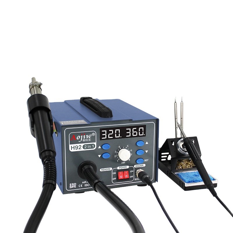 760W Welding iron Rework Station Aojiw H92 2 in 1 Soldering Hot Air SMD BGA Digital Display mobile & notebook repair tool
