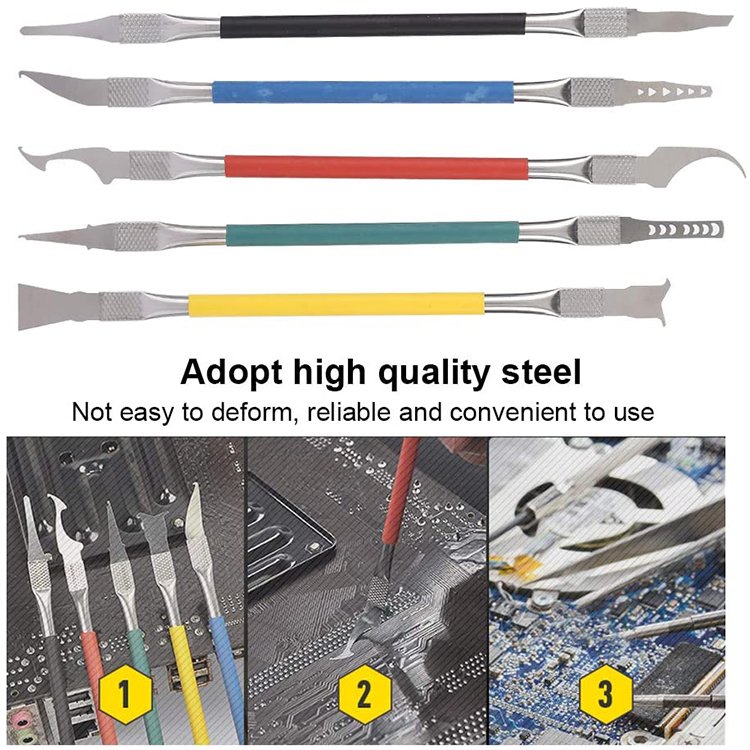 5 in 1 IC Chip Repair CPU NAND Remover CPU Crowbar Remove Glue Knife Tools Kit for Motherboard Repair Electronics Tool Kit
