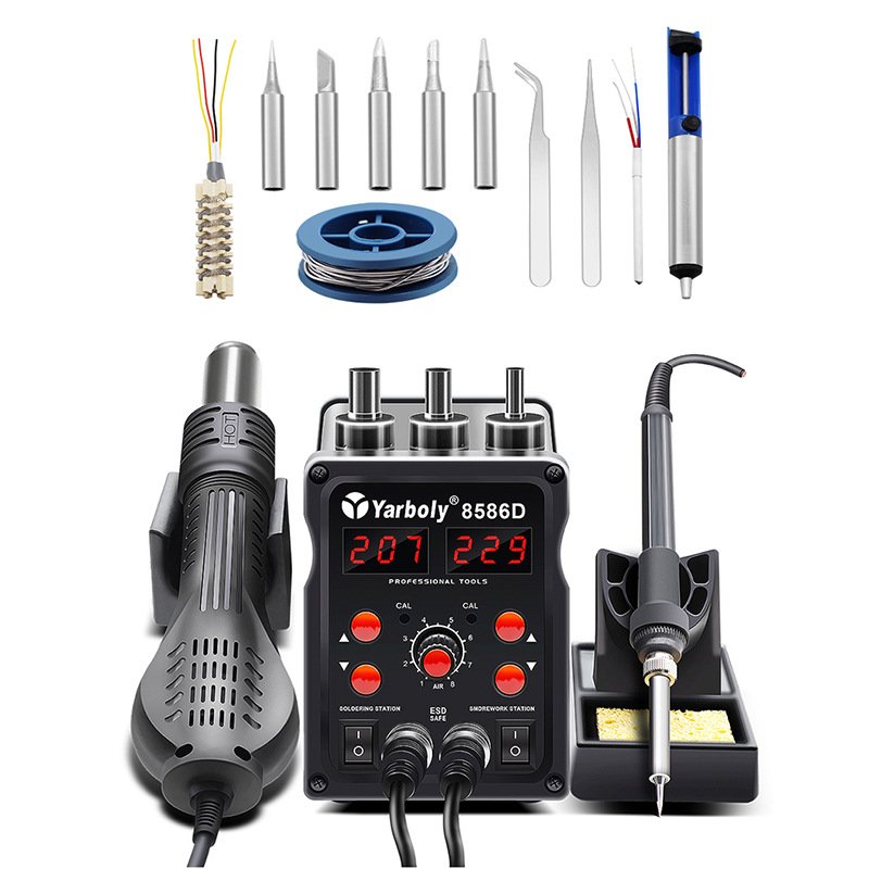 Hot air gun constant temperature welding station 8586D hot air gun electric soldering iron maintenance station