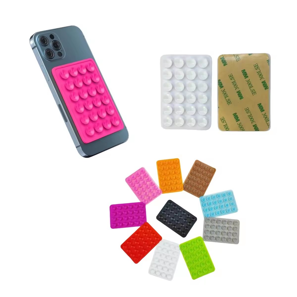 New thicker version silicone suction cup strong sucker customized 24 square single grain factory spot high quality mobile phones