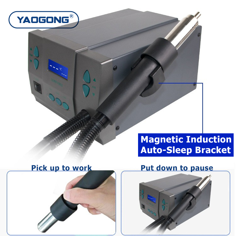 YAOGONG 861X 1300W 3 Channel Smart Thermostat Phone IC Chip Mobile Repair Tool SMD Rework Machine Hot Air Gun Soldering Station