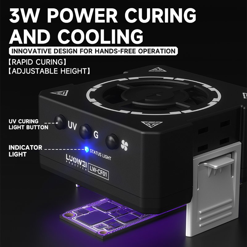 LUOWEI LW-CF01 3-in-1 fan UV cooling exhaust fan for repair mobile phone motherboard IC welding