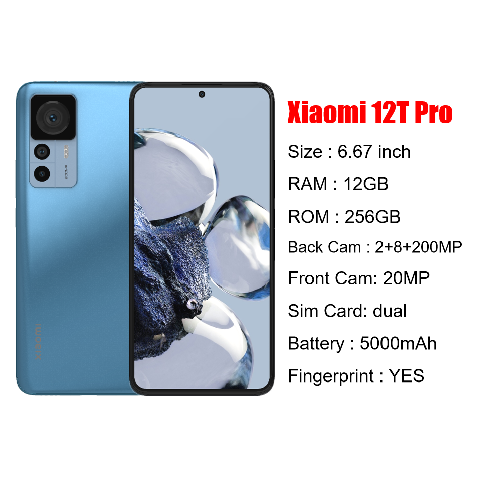 Wholesale xiaomi 12t pro 12+256gb global unlocked used mobile phone 5g smartphone second hand mobile smartphone