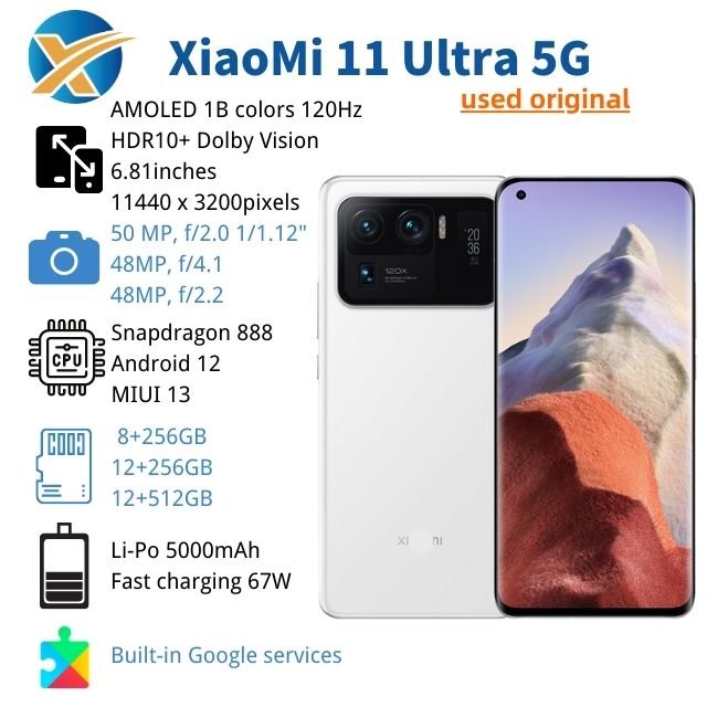 Global Version Unlock Wholesale Mi 11 12 13 Ultra 5G 8+256GB Original Android 14.0 Camera phone used mobile phones