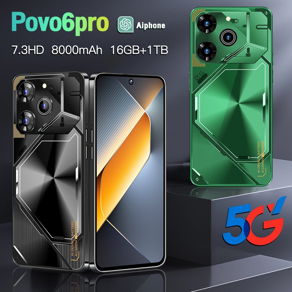 Good quality original pova 6 pro 7.3 Inch 5G Smartphone 6800 mAh mobile Phone 16GB+1TB Android 13.0 smart phone