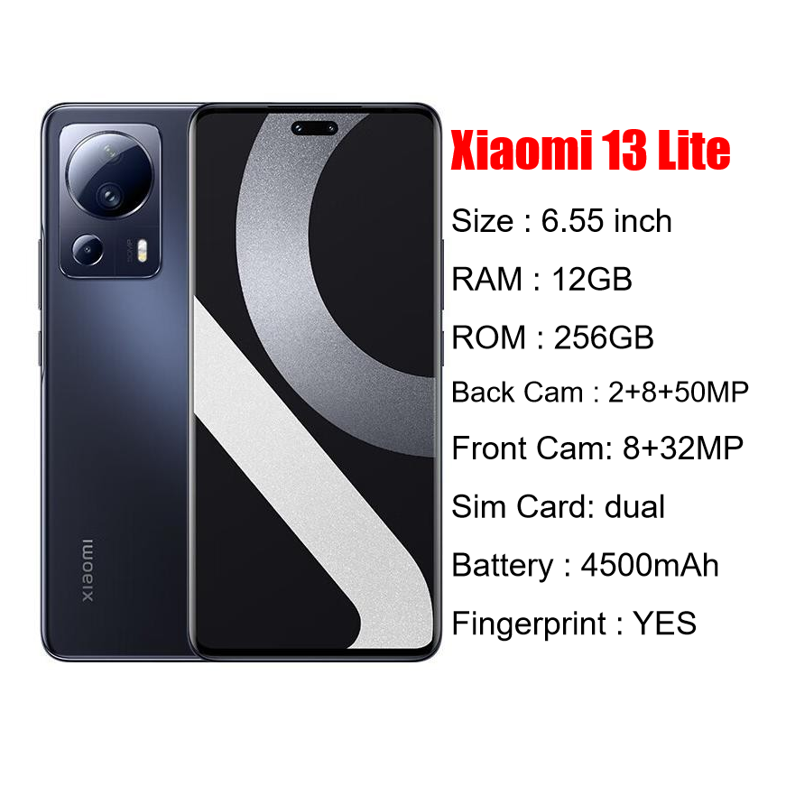 Wholesale Original Xiaomi 13 Lite 12+256GB USED mobile phone 5g smartphone second hand android phone telefonos celulares