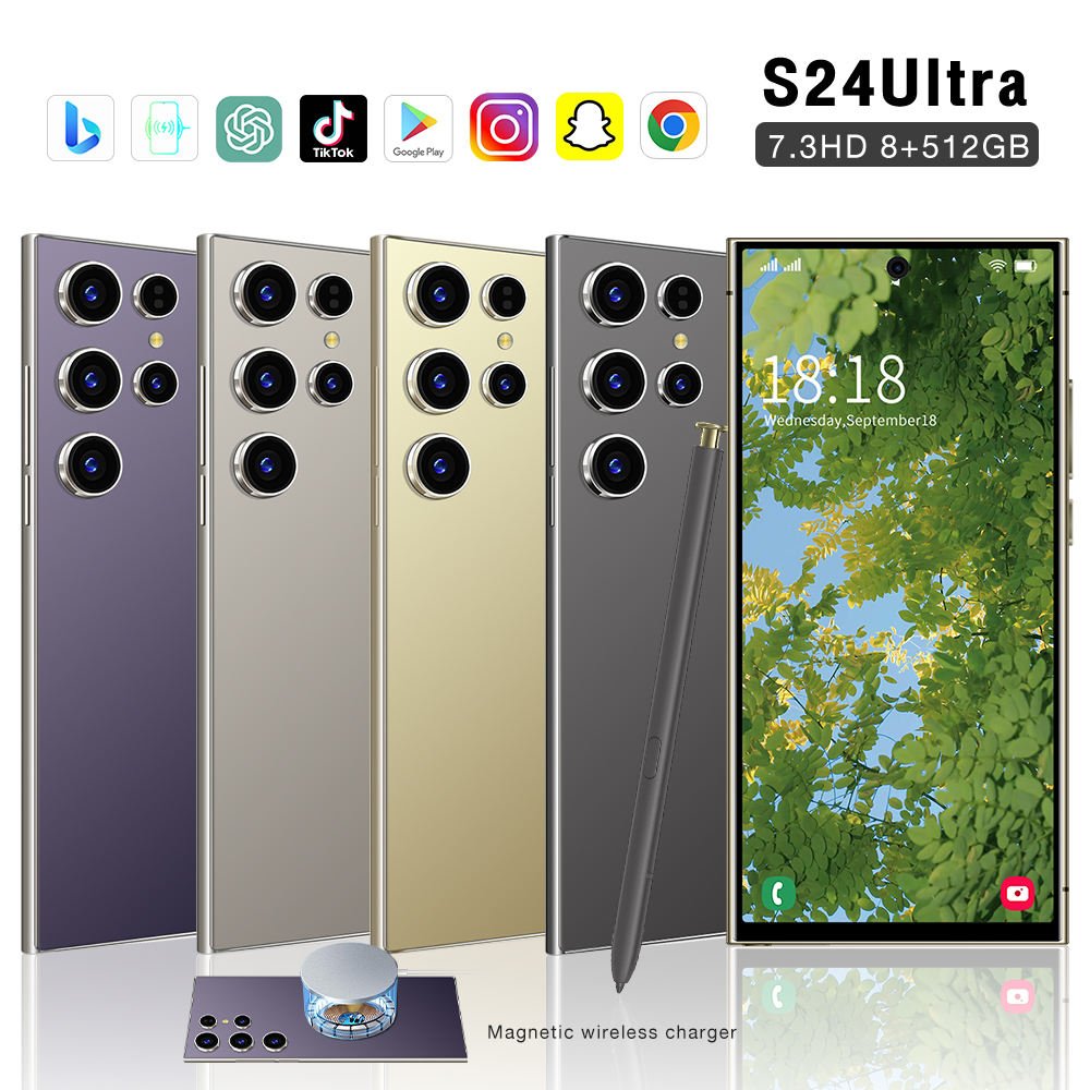 Hot selling Cellphone 0riginal S24 Ultra 16GB+512GB Smartphone 7inch Unlocked dual card 5G Phones Android 13.0 Mobile phones