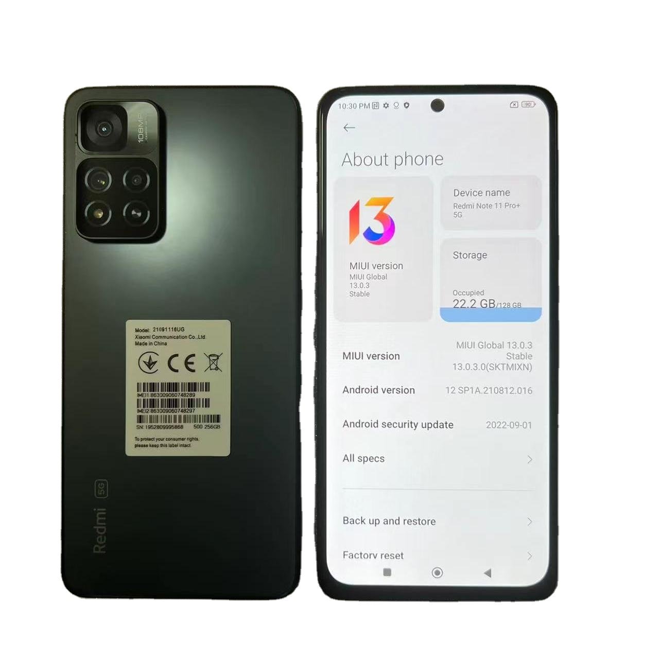 2021 99 new second hand Xiaomi Redmi Note 11 Pro+ Refurbished Unlocked Cellphone Used Mobile Phone for Redmi
