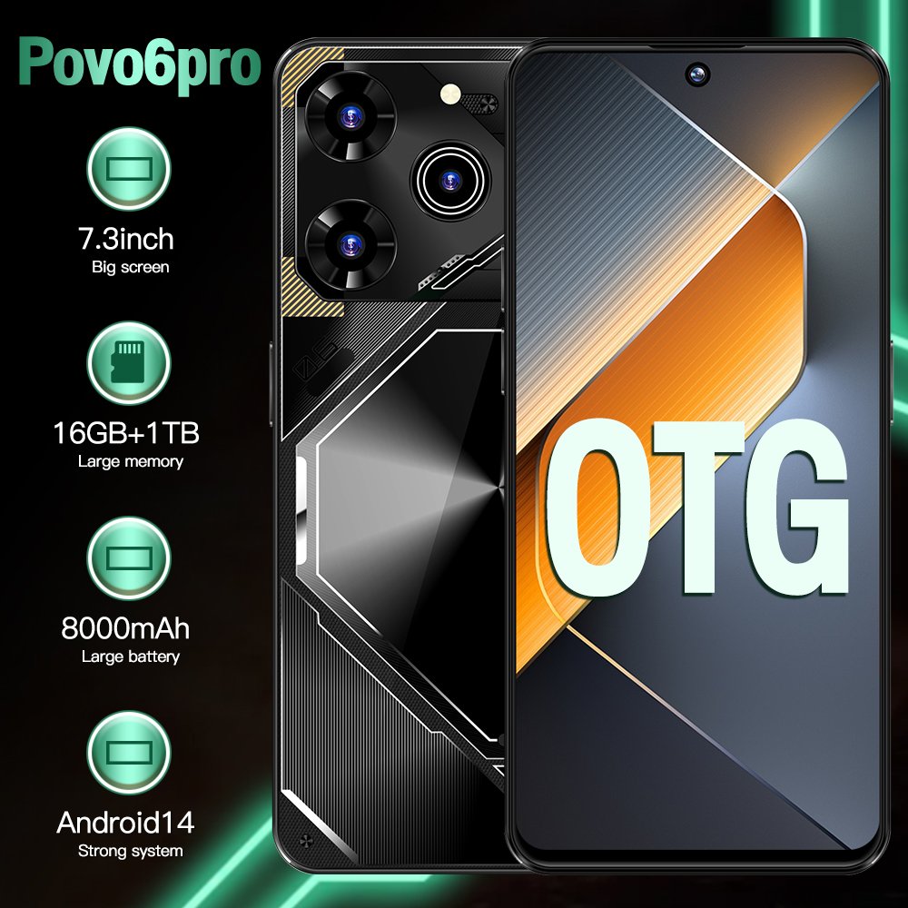 Hot selling 7.3 Inch 5G Smartphone 6800 mAh original pova 6 pro Mobile Phone 16GB+1TB Android 13.0 cellphones