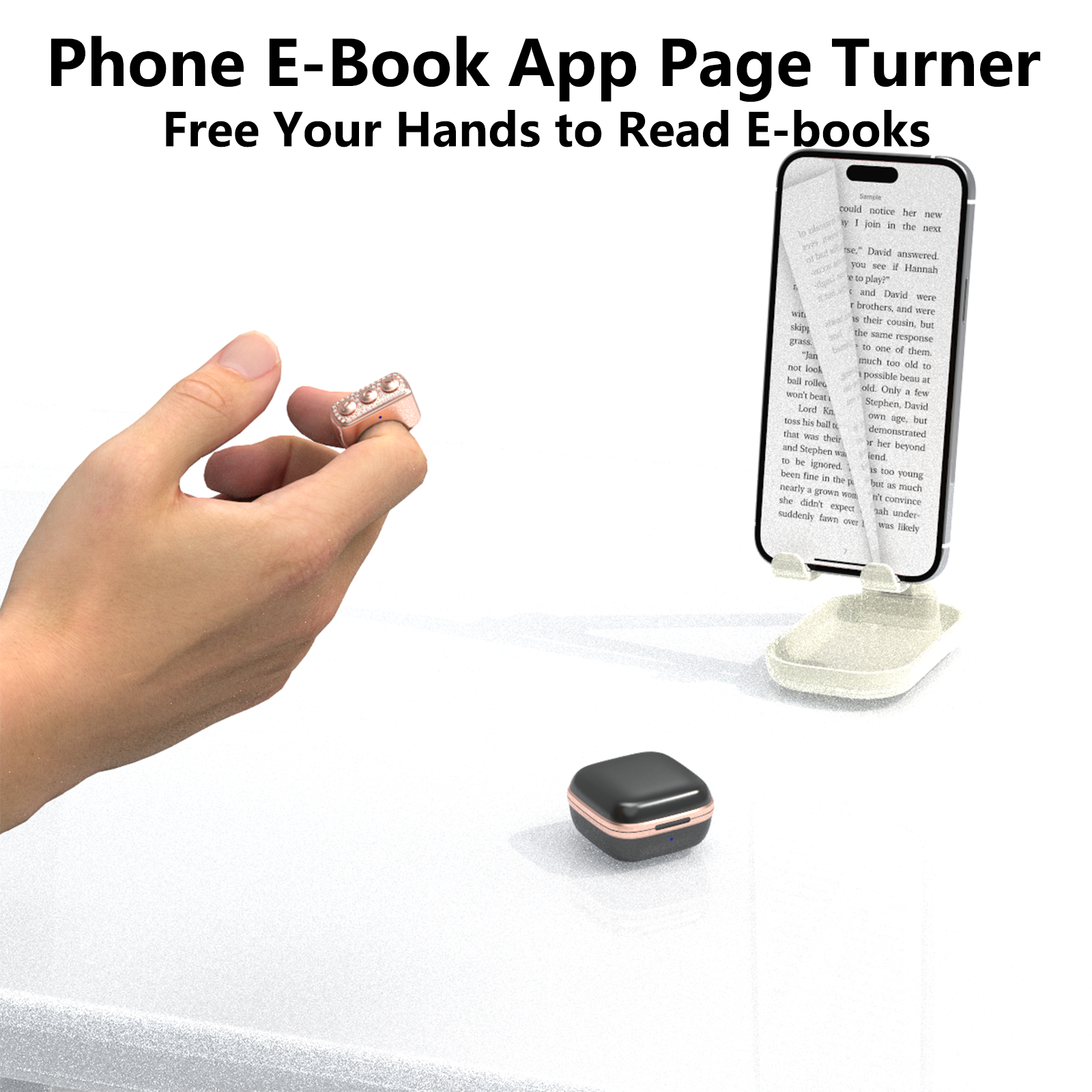 Women Pink Diamond Ring Smart Fingertip Ring Remote Control Tiktok Video Page Turner Flipping Phone Selfie