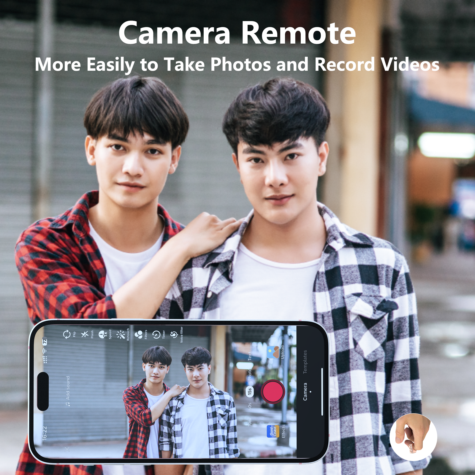 Women Pink Diamond Ring Smart Fingertip Ring Remote Control Tiktok Video Page Turner Flipping Phone Selfie