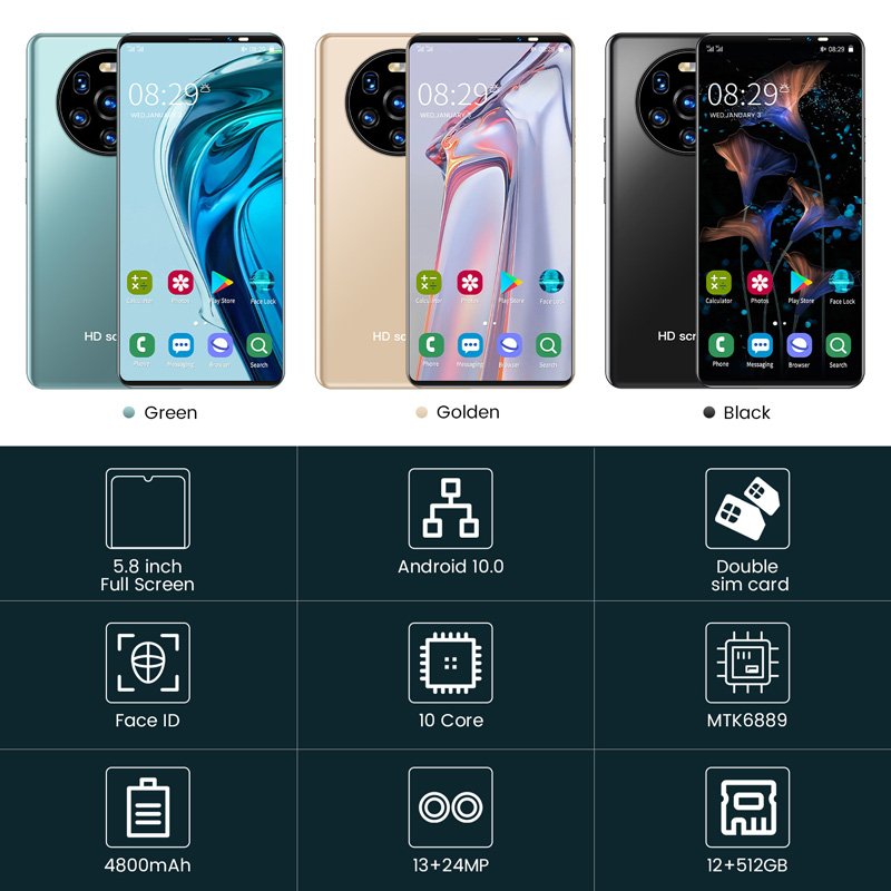 Unlocked OEM Telephones Portables Celulares Mate Cheap Phones Smartphones Original 48 Pro Mobiles 5G 3G&4G Smartphone Android