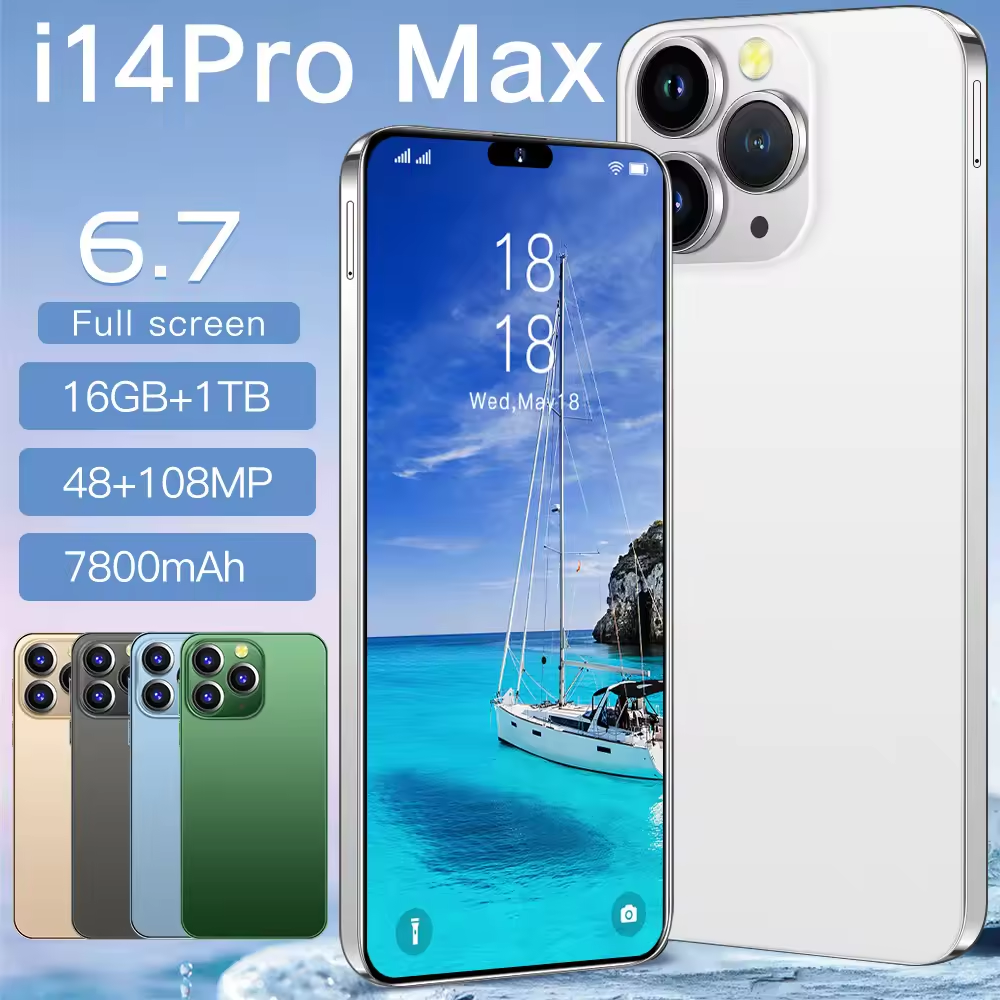 Y New Arrival Mobile Phone Telephone Global Version 14 Pro Max Smartphone 6.8 Inch 16+1t Android Mobile Phone New Arrival