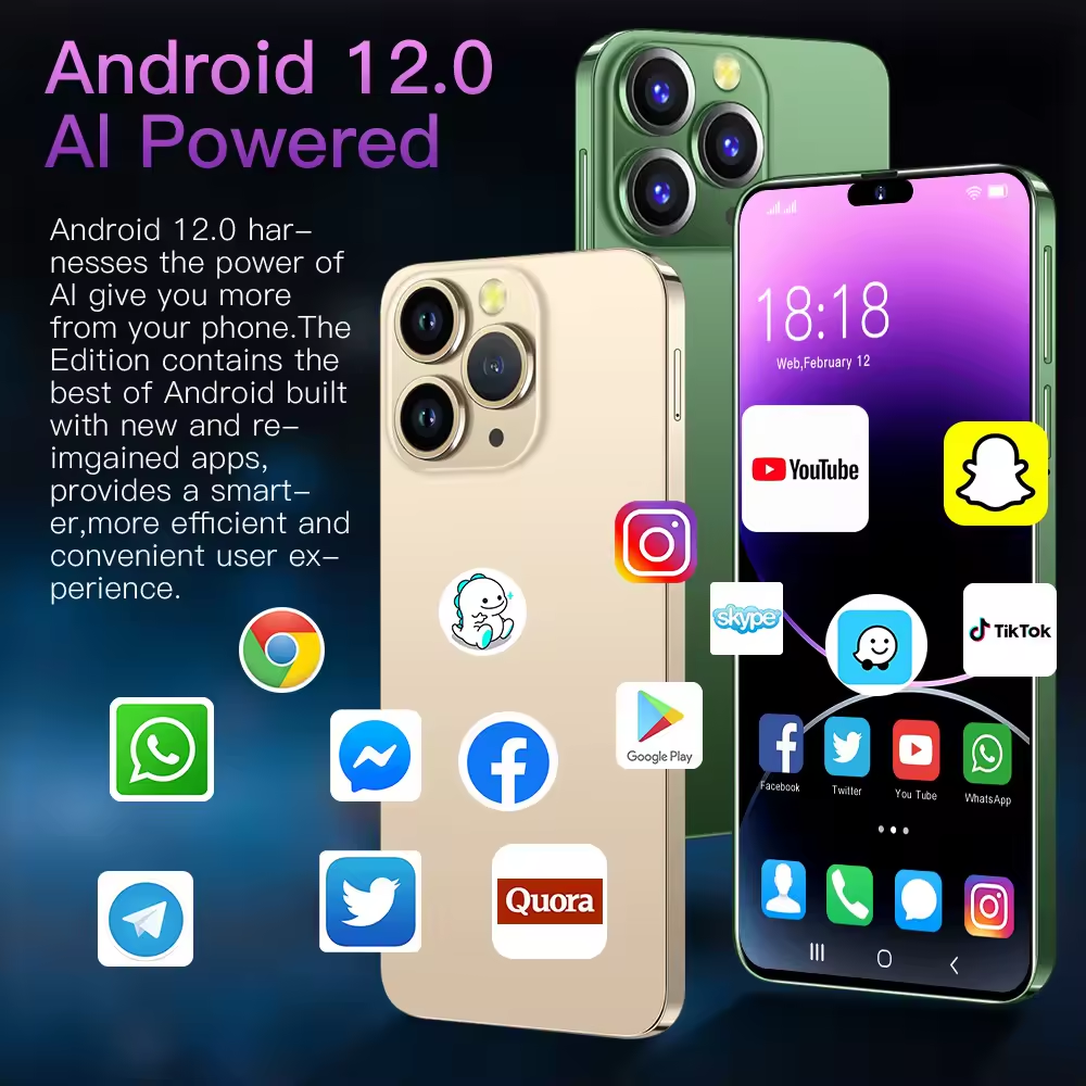 Y New Arrival Mobile Phone Telephone Global Version 14 Pro Max Smartphone 6.8 Inch 16+1t Android Mobile Phone New Arrival