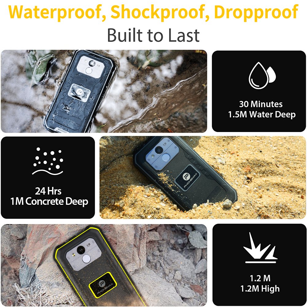 Phonemax X1 Rugged Smartphone Original HD Camera 3GB+32GB Waterproof Shockproof NFC Android 10 rugged Mobile Phone