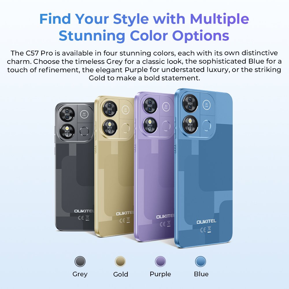 Oukitel C57 Pro Cell Smartphone 6.52" HD 4GB+128GB 4300mAh Battery Dual SIM Android 14 Original Smart Phone 2024