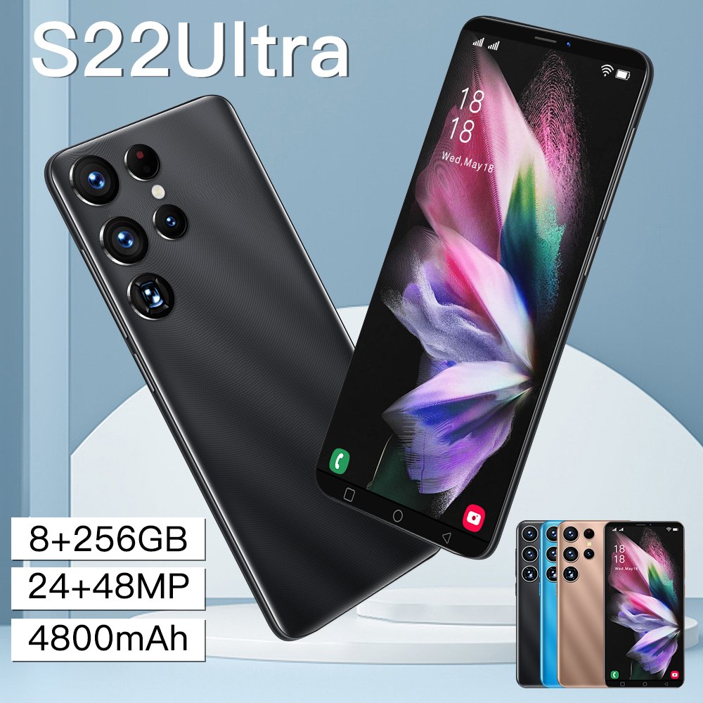 5.5inch S22Ultra Mobile Phones 8+256GB Android Unlocked Dual SIM Smartphone Cellphones