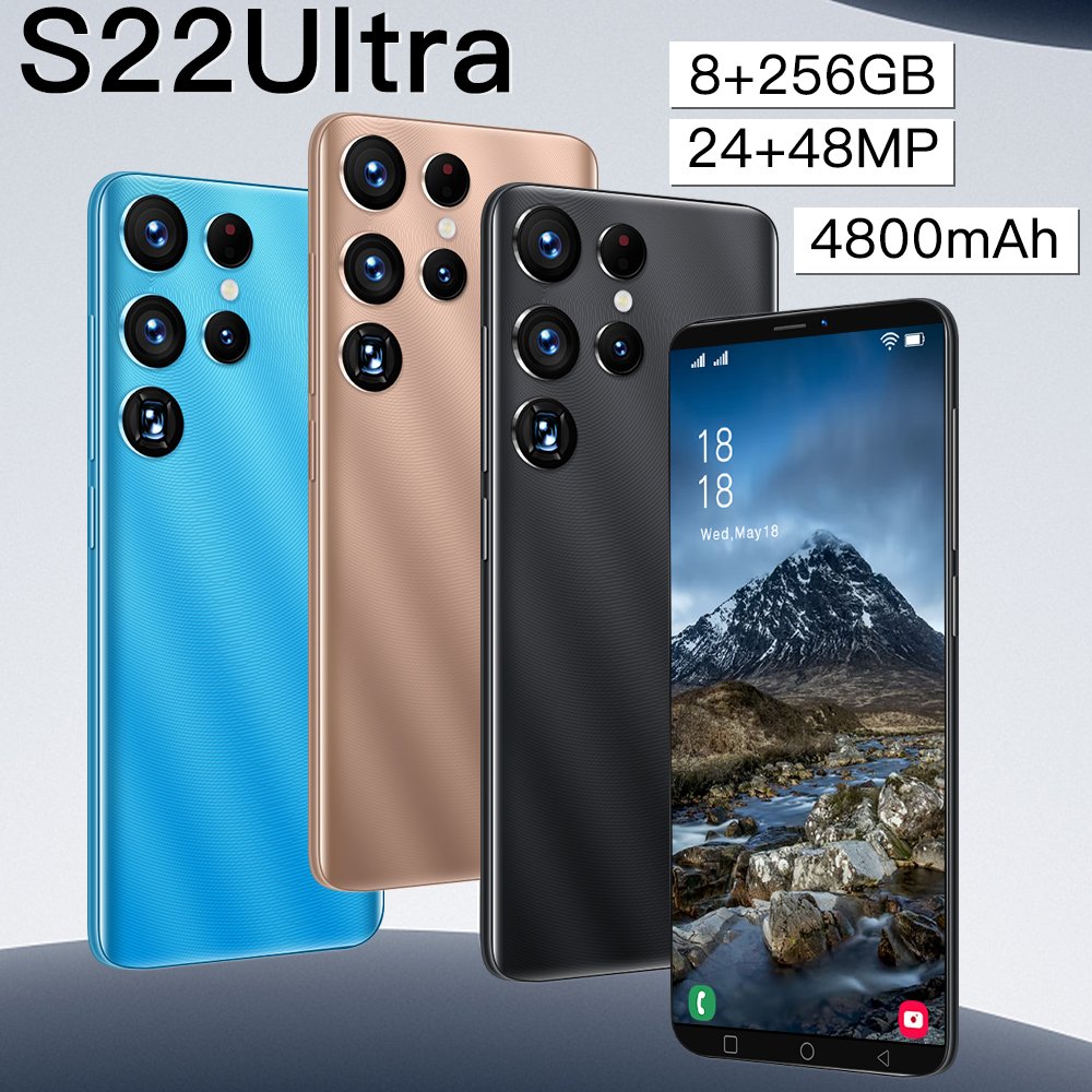 5.5inch S22Ultra Mobile Phones 8+256GB Android Unlocked Dual SIM Smartphone Cellphones