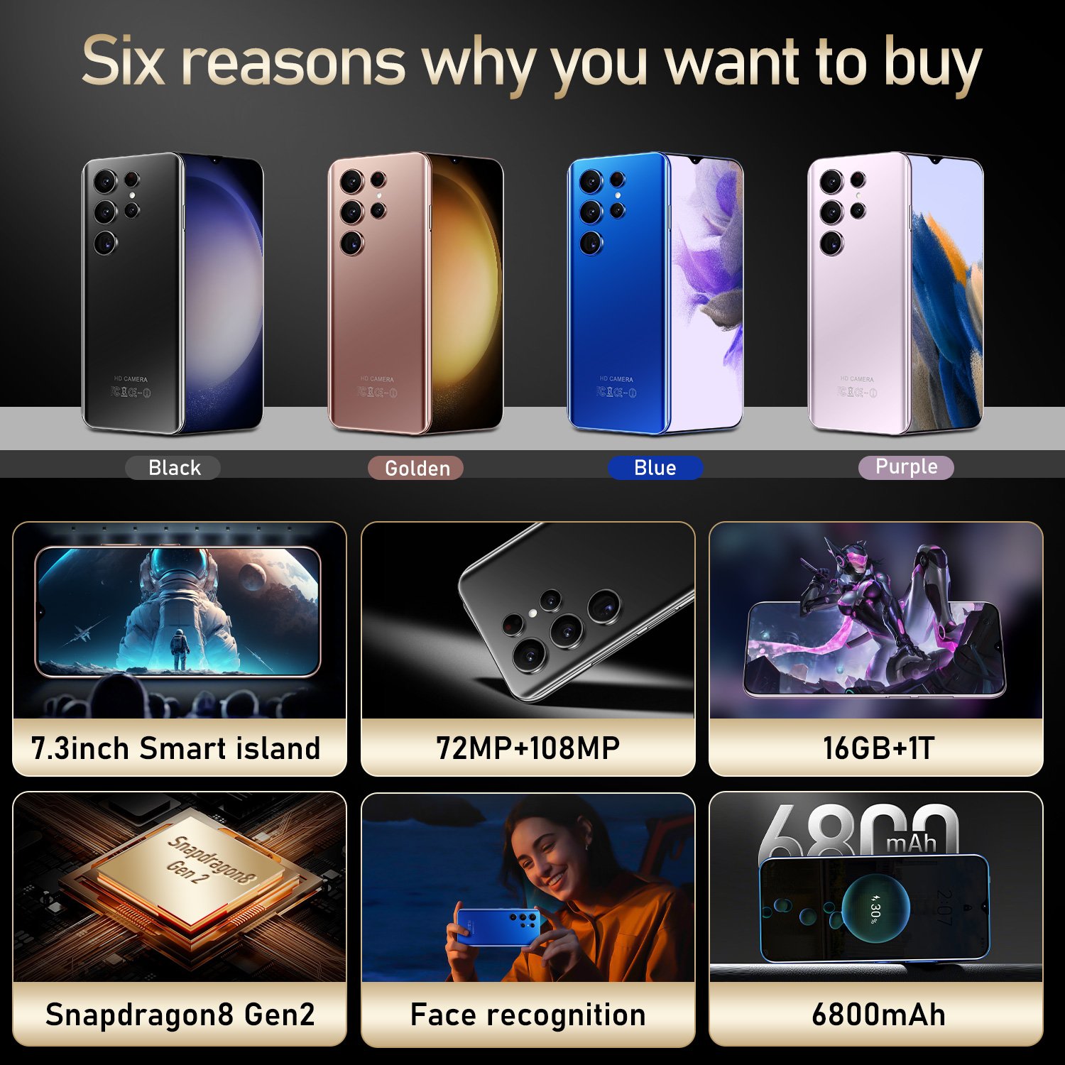 2022 NEW Phone 6.7 Inch 16Gb+256GB Android Smartphone Android 12.0 Wholesale Cellphone Mobile Phones S22 Ultra Smartphone