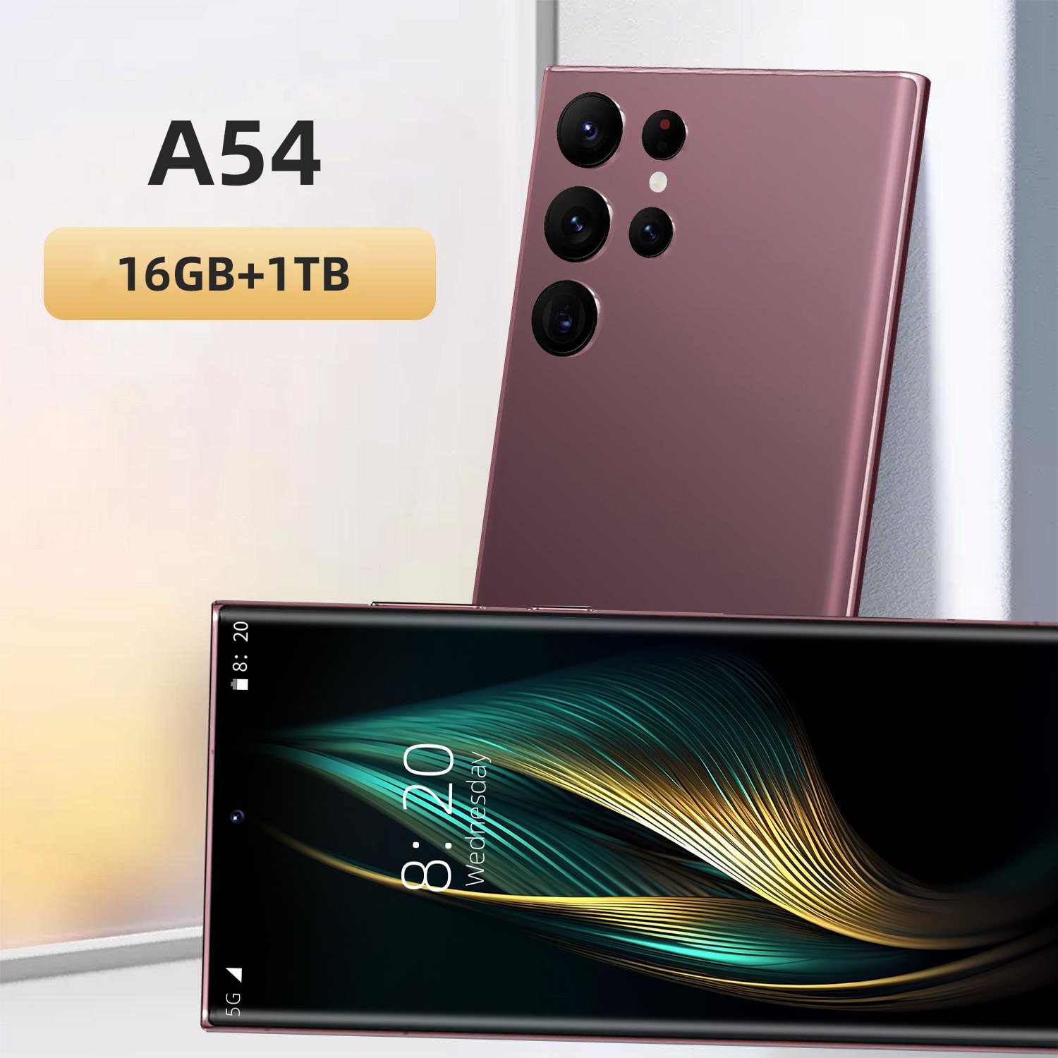 tide fashion Phone Wholesale Telephone Unlocked Smartphone Mobile Phone A54 16GB +1TB7.3inch Full screen Screen
