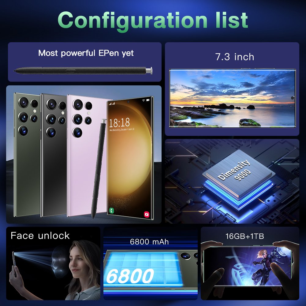 Mobile Phone Mobile Used Phone 5g Smartphone 0riginal Mobilephone Android Cellphone Wireless Charging 16GB +1TB ROM