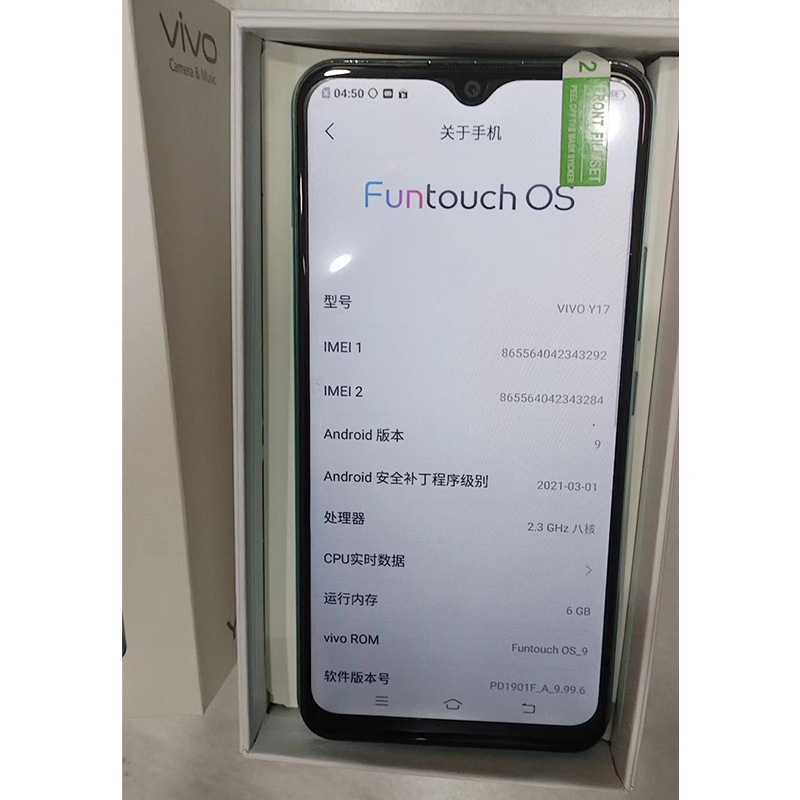 Wholesale Vivo Y3 Y17 Android Smartphone 6+128GB 6.35 Inches Dual Camera CDMA & LTE Cellular Second Hand Used Mobile Phones