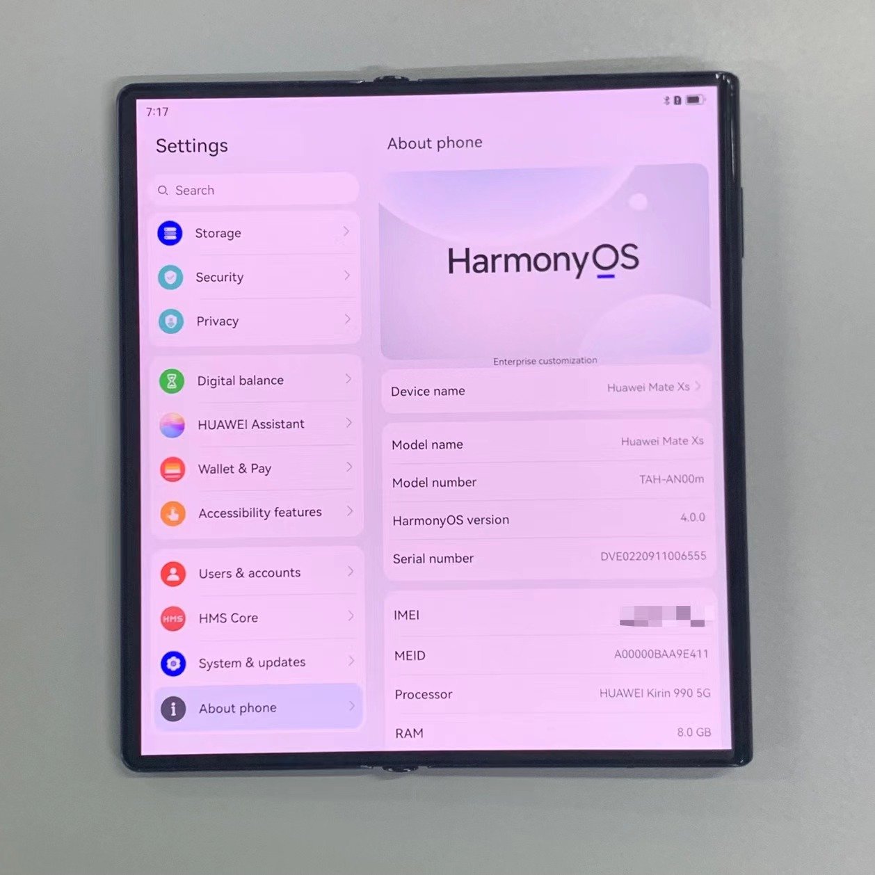 Wholesale global Original Hua-Wei Mate Xs 5G 512GB 8GB Foldable 5G smartphone used mobile phones Mate Xs 5G